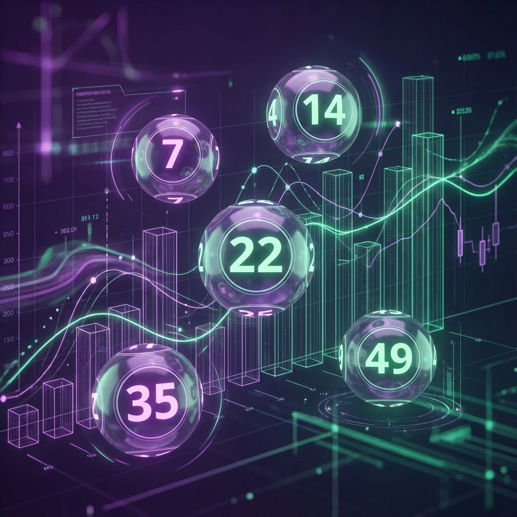 Gráfico ilustrativo mostrando bolas de loteria coloridas e dados estatísticos sobre os números que mais saíram na Lotofácil em 2024.